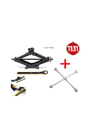 Oto Kriko 1.5 Ton Makas Cırcır Kriko +4 Lü Bijon Anahtarı