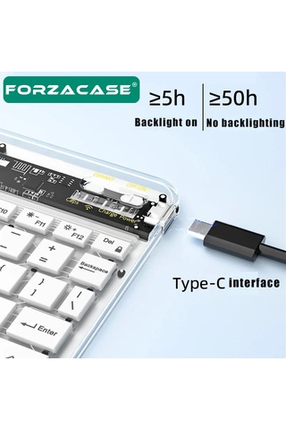 Forzacase 7 Renk Rgb Led Işıklı Kablosuz Bluetooth Klavye - Fc461