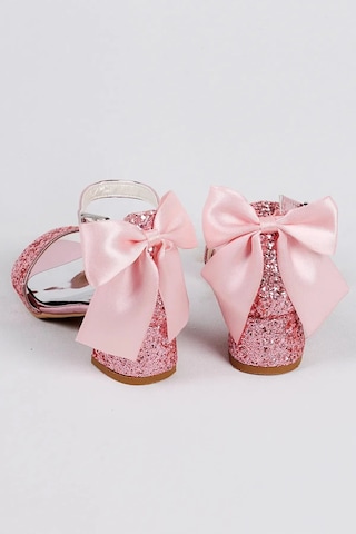 Nese Shoes Işıltılı Ve Fiyonklu Kız Çocuk Topuklu Ayakkabı, Abiye Ayakkabı, Yeni Sezon, Pırıltılı Pembe