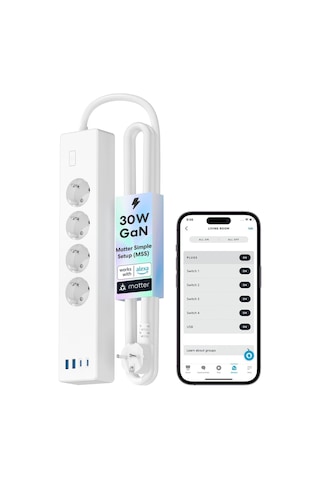 Akıllı Çoklu Priz 4 Güç 2 Usb 2 Type-c Apple Homekit Destekli Beyaz Msp844sma 0