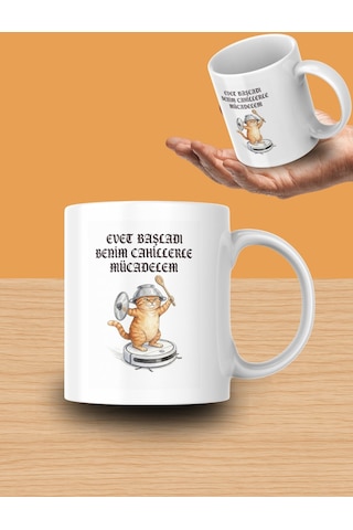 "evet Başladı Benim Cahillerle Mücadelem" Yazılı Kupa Bardak