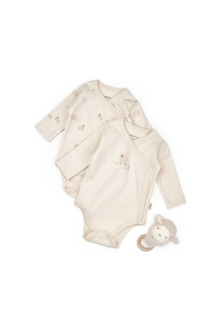 Bebek 2'li Kruvaze Body %100 Organik Pamuk, Bebek Ve Yenidoğan Serisi - Csy8178 Ekru