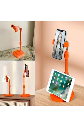Masa Üstü Tablet Ve Telefon Tutucu Plastik Aparat Turuncu Telefon Standı 5468