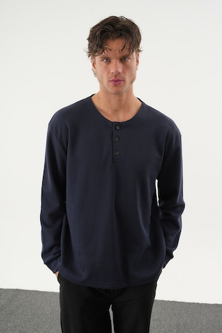 Redline Taren Oversize Erkek Kışlık Düğmeli Sweatshirt Lacivert