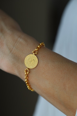 Yenigün Kuyumculuk 14 Ayar Altın Doch Zincirde 22 Ayar Çeyrek Altınlı Bileklik