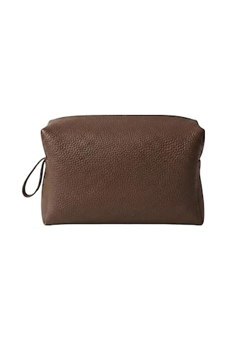 Deri Erkek Bakım Çantası Seyahat Organizeri Tıraş Çantası, Kişisel Bakım Ve Kozmetik Düzenleyici, Fermuarlı Geniş Hacimli Dopp Kit Kahverengi
