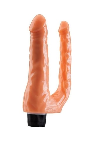 Erofoni Yeni Nesil 18 ve 14 CM Çift Taraflı Titreşimli Ultra Süper Realistik İkili Çatal Vibratör Penis