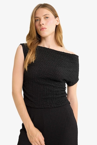 Defacto Slim Fit Dar Kesim Tek Omuzlu Bürümcük Bluz G2703ax25aubk81 Siyah