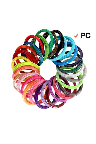 PLA Filament Seti – 10 Renk, 5 Metre x 10 Adet (Toplam 50 Metre) – 3D Kalem Uyumlu