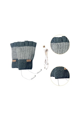 Suntek Usb Isıtmalı Eldivenler Bilgisayar Ofis İşleri Gri Gri