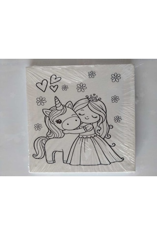 Prenses Unicorn Tuval Boyama Seti 20x20 Cm Boya & Fırça Dahil