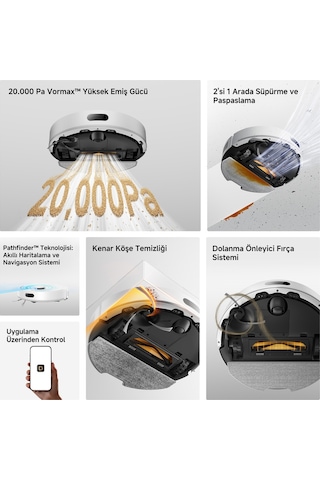Dreame F20 20.000Pa Emiş Gücü Robot Süpürge Beyaz
