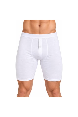 Westicgiyim Erkek Düğmeli Uzun Paça Boxer %95 Pamuk %5 Elastan Likralı Esnek Beyaz İç Giyim S-m-l