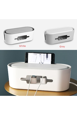 Monyee Büyük Boy Abs Kabloları Düzenleyici Kutusu - Ev Ofis Masaüstü Güç Tabanı Saklama Kutusu, Isı Dağıtımı, Gri-krem