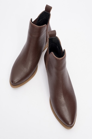 Luvishoes Luvi Shoes Dovena Kahve Floter Hakiki Deri Lastikli Kadın Topuklu Bot kahverengi