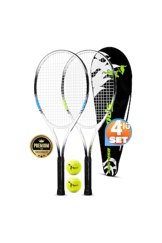 4lü Set Deluxe 27 İnç 2 Tenis Raketi Seti 2 Top Çantalı Yetişkin Tennis Racket L2 Grip 68 Cm 527