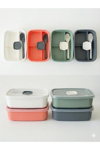 Lexroo Sızdırmaz Lunch Box 3 Bölmeli Yemek Kabı Öğle Yemeği Kutusu Saklama Kabı Bpa İçermez Çok Renkli