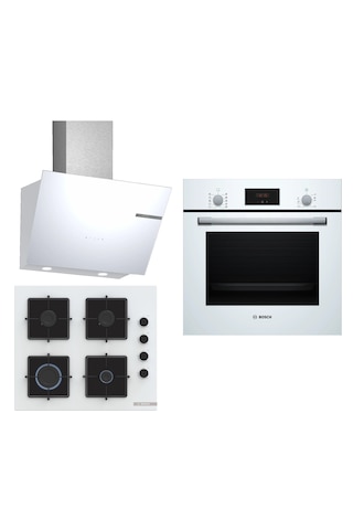 Bosch HBF512BW1T - POP6C2P30O - DWK66PJ20T 3'lü Beyaz Ankastre Set 279