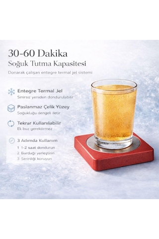 Iceramp Kırmızı Ehlikeyf, Ice Ramp Bardak Soğutucu Altlık Termojelli, Paslanmaz Çelik, Donarak Soğutan Diğer