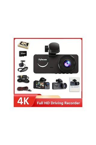 Xuweiwei Upgrade 4k 32g 3 Kanallı Araç Kamerası Ön Ve Arka Dahili 32gb Sd Kart Kızılötesi Gece Görüşü