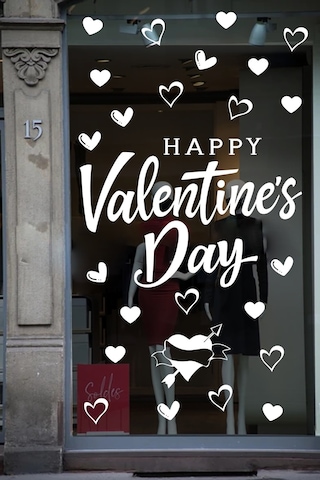 Happy Valentine's Day Sevgililer Günü Sticker Kalp, Love, I Love You Cam, Duvar Sticker Etiket Seti-1 Renkli
