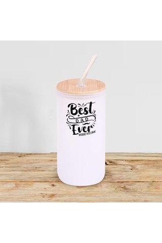 Bk Gift İsimli Dad Tasarımlı Beyaz Renk Pipetli Buzlu Cam Bardak 600ml - 5, Babaya Hediye, Doğum Günü Hediyesi Kobitmeyen137866 Bk Gift