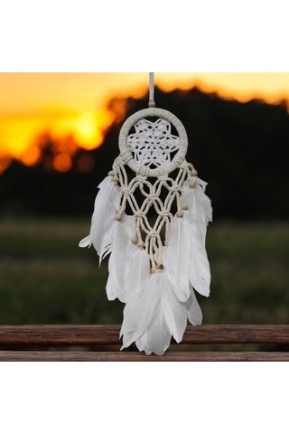 Yıldız Motifli Ekru Renk Düş Kapanı Hediyelik Duvar Süsü - 90634936899241000f