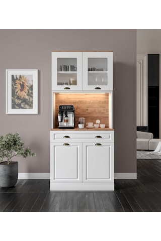 Gözde 2 Kapaklı Kahve Köşesi 93 Cm Mdf Led Aydınlatmalı