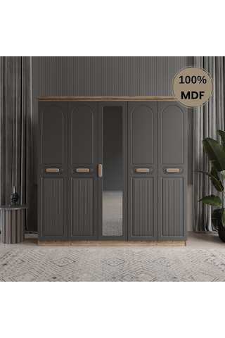 Pera 5 Kapak Mdf Gardırop Antrasit