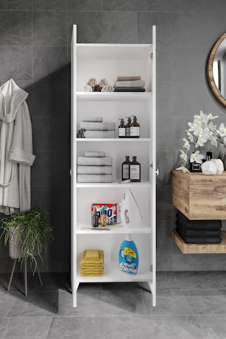 2 Kapaklı 5 Bölmeli Geniş Çok Amaçlı Banyo Dolabı - Tamamı 1. Kalite Mdf Desensiz
