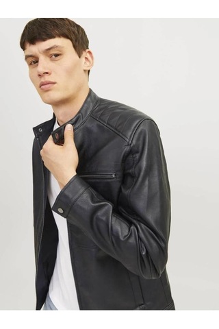 Jack & Jones Jack&jones 12261196 Jjedylan Pu Bıker Jacket Black Erkek Ceket Siyah