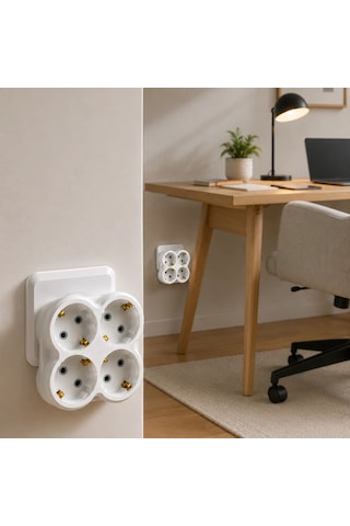 4 Lü Priz Çoğaltıcı 2 Adet Set Kablosuz Duvar Tipi Priz Çoklayıcı Adaptör Diğer