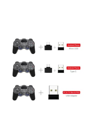 Lobo 2.4g Wireless 2 Adet Gamepad Kablosuz Oyun Kolu Pc Ps3 Kol Tv Box Android Tv Telefon/tablet 2x