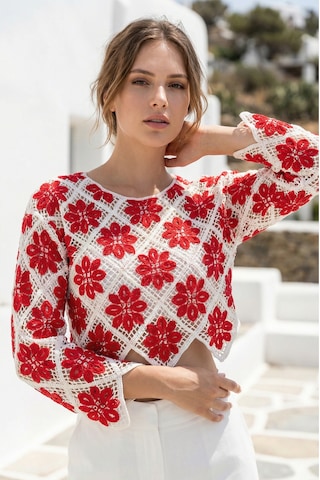 Sayzen Your Shine Çiçek Desenli Dantel Işleme Crop Sayzen Çiçek Desenli Dantel Işleme Crop Bordo