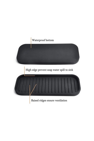 Xurunkeji Parça Mutfak Silikon Lavabo Tutucu Sabunluk Tezgah Tepsisi Banyo Duş Şampuan Şişesi Saklama Tepsisi Süzgeç Pedi Siyah