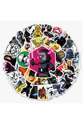 Star Wars Çıkartmaları 5'li Paket 50'li Paket Çok Renkli