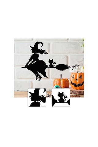 Homyl Cadı Metal Duvar Sanatı Dekoru Cadılar Bayramı Hediyesi 30cmx23,9cm