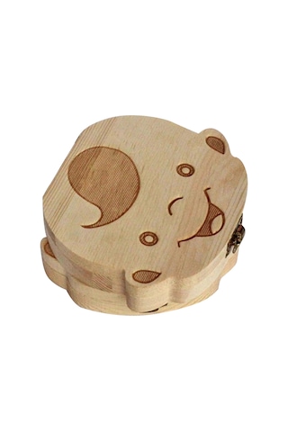 Geeroyoo Bebek Diş Saklama Kutusu - Ahşap Yapı, Erkek/kız Seçenekli, İngilizce Versiyon, 13x13x3.5cm