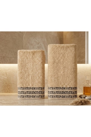 Savana Premium %100 Pamuklu Ultra Emici 2 Li Banyo Ve El-yüz Havlu Seti Kum Beji