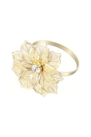 Trendooze Gaojunshop01 Altın Peçete Halkası, Pırlanta Çiçekli Düğün Dekoru Altın