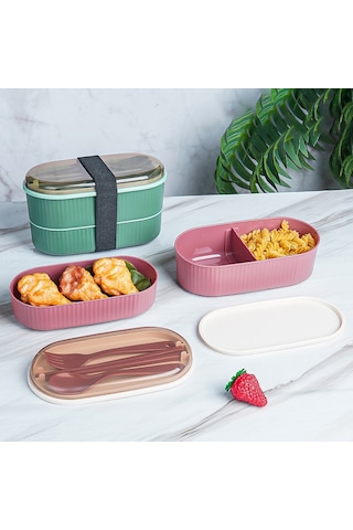 Jian Fan Çatal Kaşıklı Öğle Yemeği Kutusu-açıkyeşil Açık Yeşil