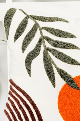 Punch Nakışlı Bohem Kırlent Kılıfı 45x45 Cm, Beyaz Kumaş, Dekoratif Yastık Kılıfı Karışık/Çok Renkli