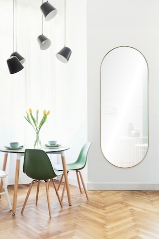 Model Alfa Dekoratif Ayna Boy Aynası Mdf 180cm X 62 Cm Elips Ayna Gold