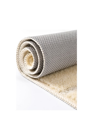 Doğal Kaymaz Taban Banyo Paspas Set Yumuşak Dokulu Su Emici Yıkanabilir Yeni Çizgili Set 50x80-50x40 Krem