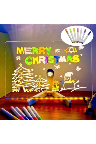 Kangvka Büyük Boy Işıklı Silinebilir Çocuk Tahtası - 7 Renkli Kalemli Dıy Resim Ve Yazı Oyuncakları Çok Renkli