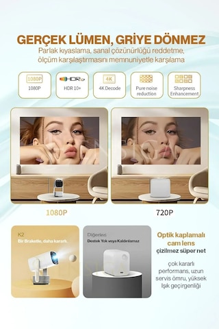 Şarjlı, Taşınabilir 4k Projektör