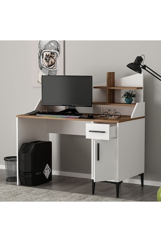 Zeta Çalışma Masası Bilgisayar Masası Ofis Masası Beyaz - Kemençe