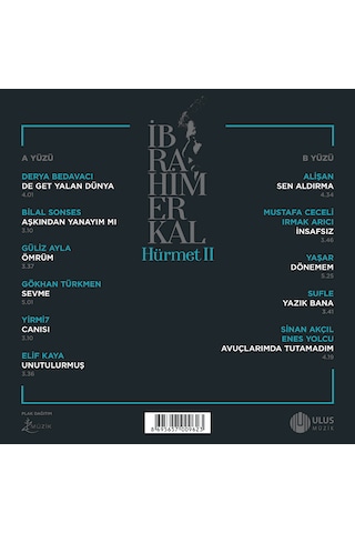 Çeşitli Sanatçılar İbrahim Erkal Hürmet 2 Turkuaz Plak