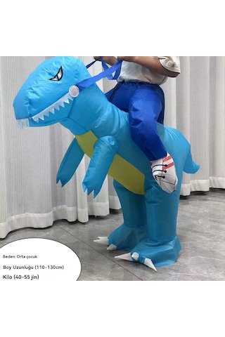 Unicomlifeerp Dinoşarj Kıyafetleri Çocuk Ve Yetişkin Aile Spor Etkinliği Kukla Yürüyüş Kostümleri Cadılar Bayramı Çocuk Gösteri Kostümleri Mavi 6-8