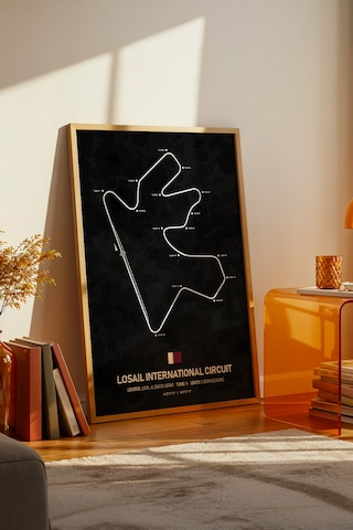 Losail F1 Pisti Ahşap Çerçeveli Tablo Katar Gp Dekor Poster